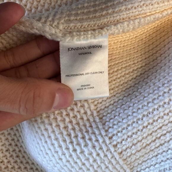 Jonathan Simkhai Knit 100% Wool Cardigan Cream Size Medium - Picture 4 of 4